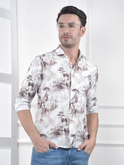 CRIMSOUNE CLUB - Men Floral Brown Shirt