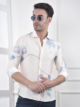 CRIMSOUNE CLUB - Men Floral Beige Shirt