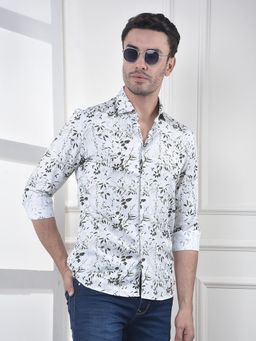 CRIMSOUNE CLUB - Men Floral Off White Shirt