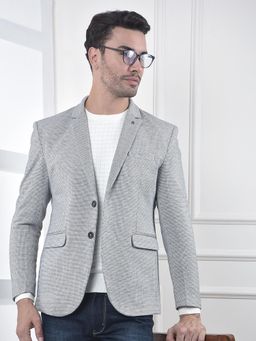 CRIMSOUNE CLUB - Men Grey Notched Lapel Modal Single-Breasted Blazer