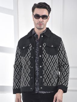 CRIMSOUNE CLUB - Men's Black Jacquard Shacket