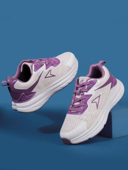 Power - Women Sports Round Toe Low Top Walking Shoes Purple & White
