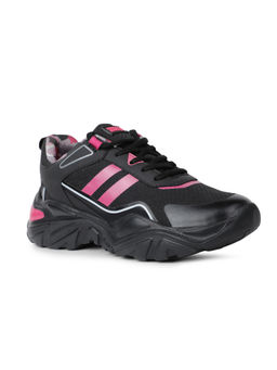 North Star - Women Sports Round Toe Low Top Walking Shoes Black & Pink