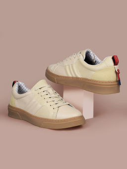 Red Label - Men Casual Round Toe Lace-Ups Sneakers Beige