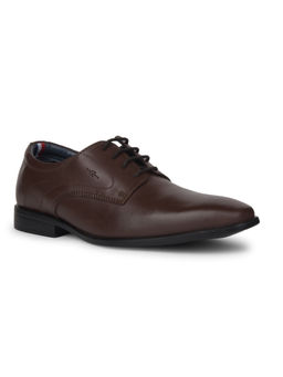 Bata - Men Formal Round Toe Derbies Shoes Brown