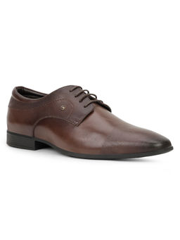 Bata - Men Formal Round Toe Derbies Shoes Brown