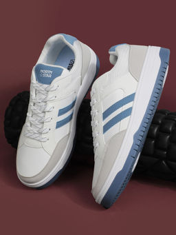 North Star - Men Casual Round Toe Lace-Ups Sneakers White & Blue
