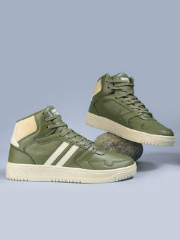 North Star - Men Casual Mid Top Round Toe Lace-Ups Sneakers Green