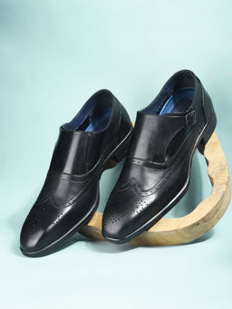 Red Label - Men Casual Round Toe Monk Strap Shoes Black