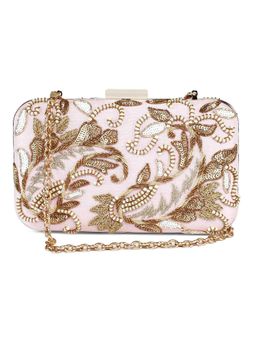 The Purple Sack - Pink Embroidered Clutch