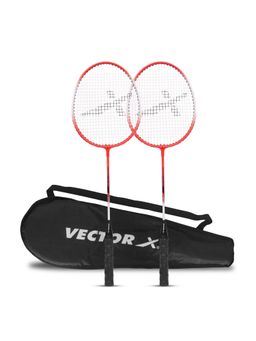 Vector X - Vxb 150 Badminton Racquet Set Aluminium Head and Steel Shaft With Full Cover - Red