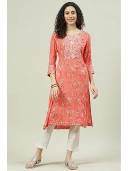 Biba - Coral Straight Kurta