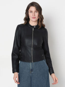 VERO MODA - Black Mandarin Neck Biker Jacket