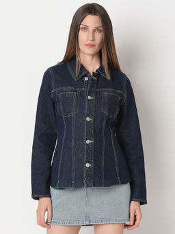VERO MODA - Blue Collar Neck Denim Jacket