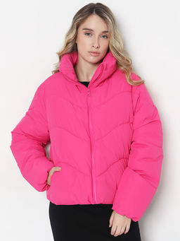 VERO MODA - Pink Turtle Neck Puffer Jacket
