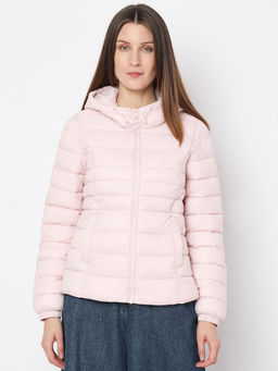 VERO MODA - Pink Hooded Puffer Jacket