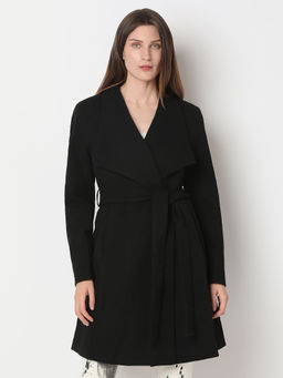 VERO MODA - Black Notched Lapel Wintercoat Jacket with Belt Set (Set of 2)