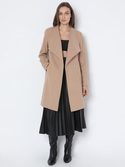 VERO MODA - Beige Notched Lapel Wintercoat Jacket with Belt Set (Set of 2)