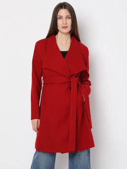 VERO MODA - Red Notched Lapel Wintercoat Jacket with Belt Set (Set of 2)