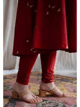 The Indian Ethnic Co. - Maroon Jaipur Cotton Churidar