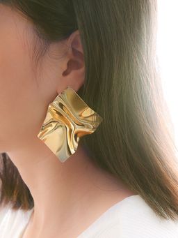 Yellow Chimes - Gold-Toned Contemporary Studs Earrings