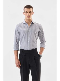 Snitch - Grey Stripes Full Sleeves Slim Formal Shirt For Men