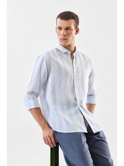 Snitch - Pastel Blue Stripes Full Sleeves Regular Casual Shirt For Men