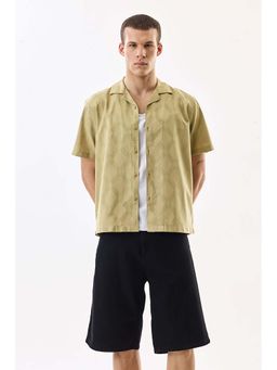 Snitch - Light Green Self-Design Half Sleeves Boxy Casual Shirt For Men