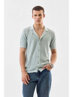 Snitch - Light Green Textured Half Sleeves Regular Casual Shirt For Men