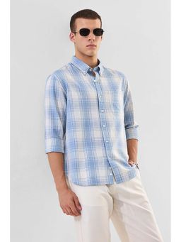 Snitch - Light Blue Checks Full Sleeves Regular Casual Shirt For Men