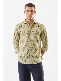 Snitch - Green Floral Full Sleeves Slim Casual Shirt For Men