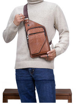 Inkmilan - Tan Velo Vegan Leather Crossbody Bag