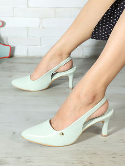 ELLE - Womens Mint Color Solid Backstrap Mules