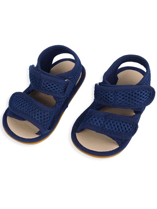 Open Toe Comfy Navy Sandals Baby Moo Solid Hookloop