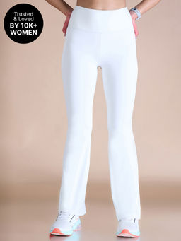 Kica - High-Waist Flare Pants in Kica SKN Sculpting Stretch Fabric with Pockets White