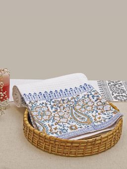 Design Gaatha - White Coffee Paisley Cotton Honeycomb Block Print Bath Towel (L)