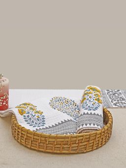 Design Gaatha - Set Of 2 Floral Hand Block Cotton Honeycomb Hand Towel (S)