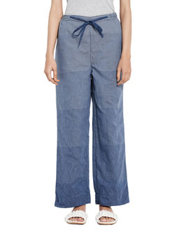 Fabindia - Cotton Striped Casual Pants- Blue