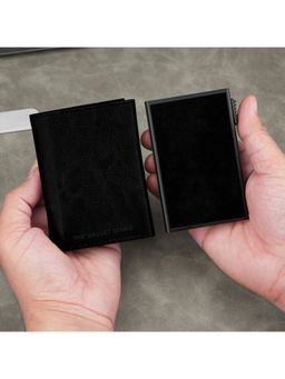 The Wallet Store - Unisex Cipher Rfid-Protected Wallet With Detachable Cardholder - Black