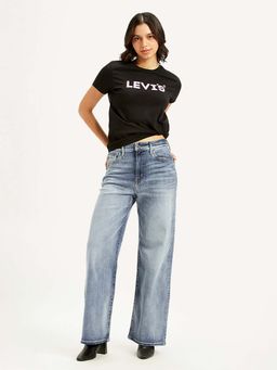Levi's - Women Light Blue Ribcage Bell Bottom Wide Leg Fit High Rise Jeans