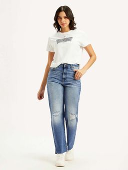 Levi's - Women Blue Ribcage Straight Fit High Rise Jeans