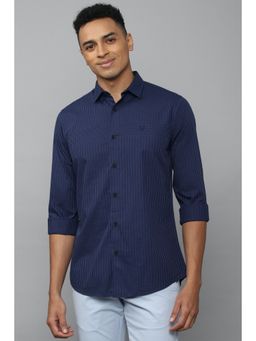 Allen Solly - Men Navy Slim Fit Stripe Full Sleeves Casual Shirt