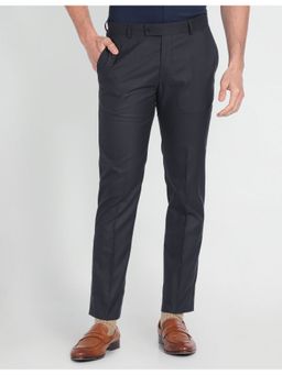 Arrow - Mid Rise Solid Formal Trousers-Blue