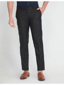 Arrow - Mid Rise Solid Formal Trousers-Black