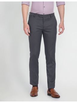 Arrow - Slim Fit Mid Rise Formal Trousers-Grey