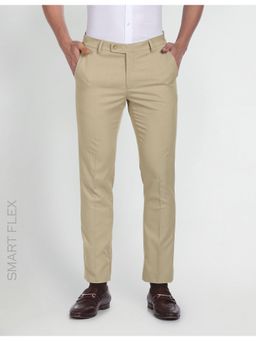 Arrow - Patterned Dobby Smart Flex Trousers-Beige
