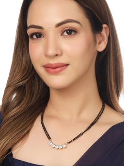 Gahan - Women Ethnic Gold-Plated Beaded Mangalsutra With Ad Stone