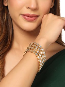 Gahan - Womens Pack of 4 Gold-Plated Kundan Studded Traditional Bangles