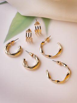 Gahan - Womens Pack of 3 Gold-Plated Hoop Earrings