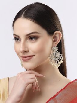 Gahan - Women Gold-Plated Kundan Drop Earrings